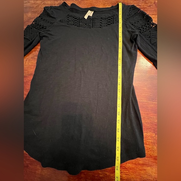 XCVI Womens Black Crochet Sleeve Cotton Blend Top Size S Boho Whimsigoth - Picture 7 of 7